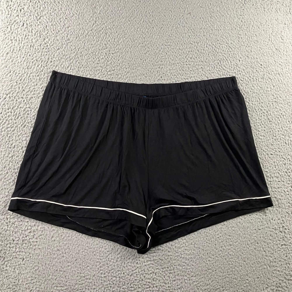 Old Navy Pajama Shorts Women XXL Black Minimalist Contrast Piping Sleepwear NWOT